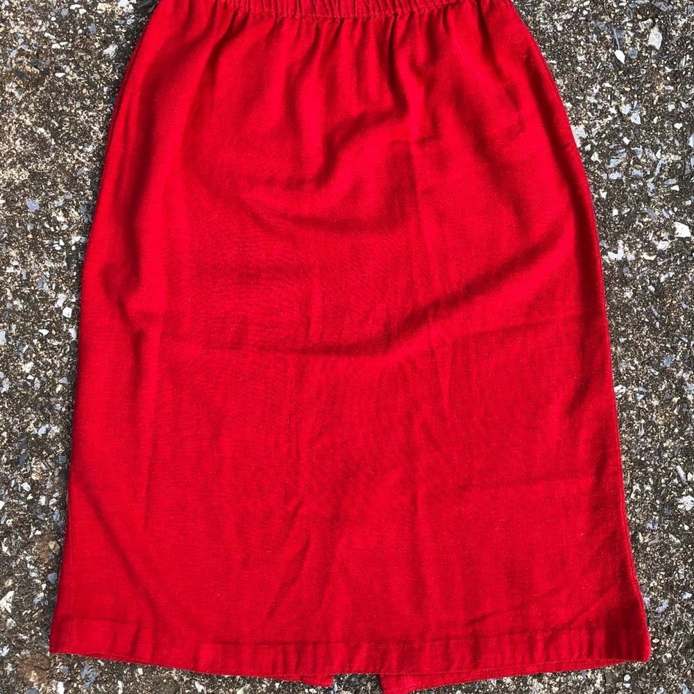 Vintage Orvis Red Linen Knee-Length Skirt, Size 8P